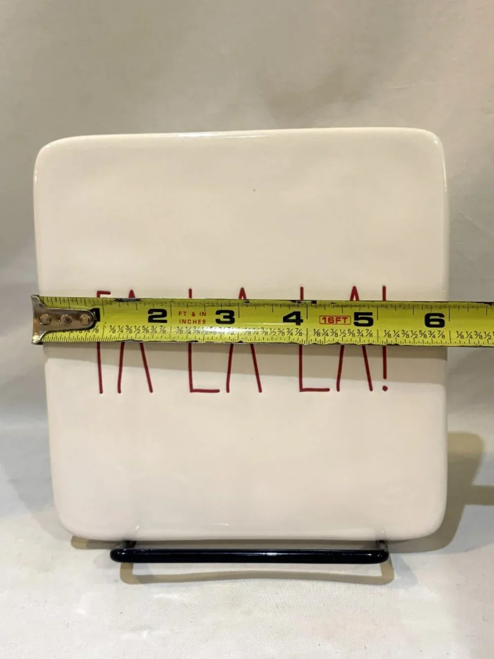 Rae Dunn Fa La La Christmas White Red Holiday Cheese Hot Trivet Plate Tray